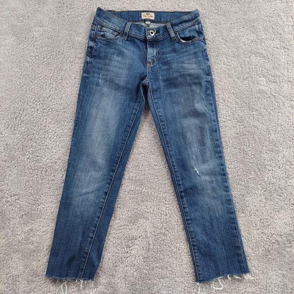 Fossil Denim - Fossil Jeans Womens Straight Size 25 Dark Wash Denim Stretch Low Rise Raw Hem